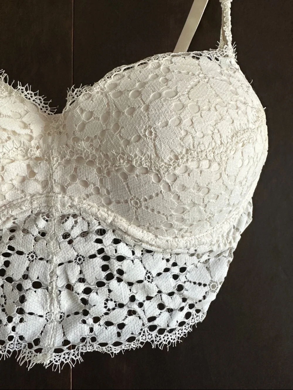 PINK Victoria's Secret Cream Lace Longline Bralette